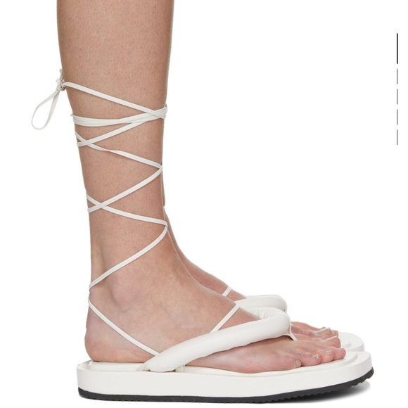 Elegant White Lace-Up Sandals - Picture 1 of 5